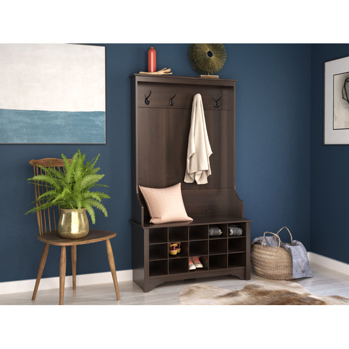 Charlton Home® Flatiron Hall Tree 38'' Wide with Bench and Shoe Storage